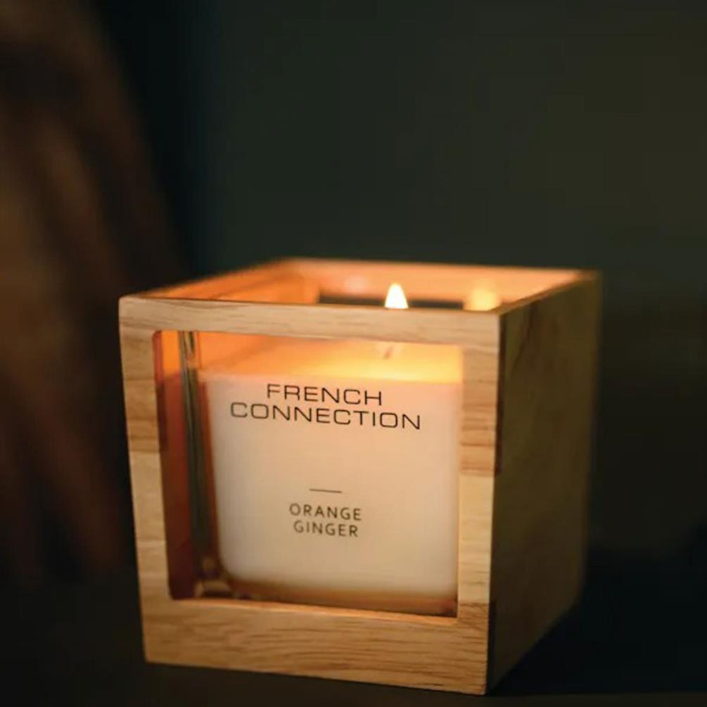 French Connection Orange Ginger Wooden Surround Jar Candle Extra Image 2